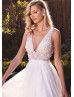 Ivory Beaded Chiffon Slit Sexy Wedding Dress Ivory Beaded Chiffon Slit Sexy Wedding Dress